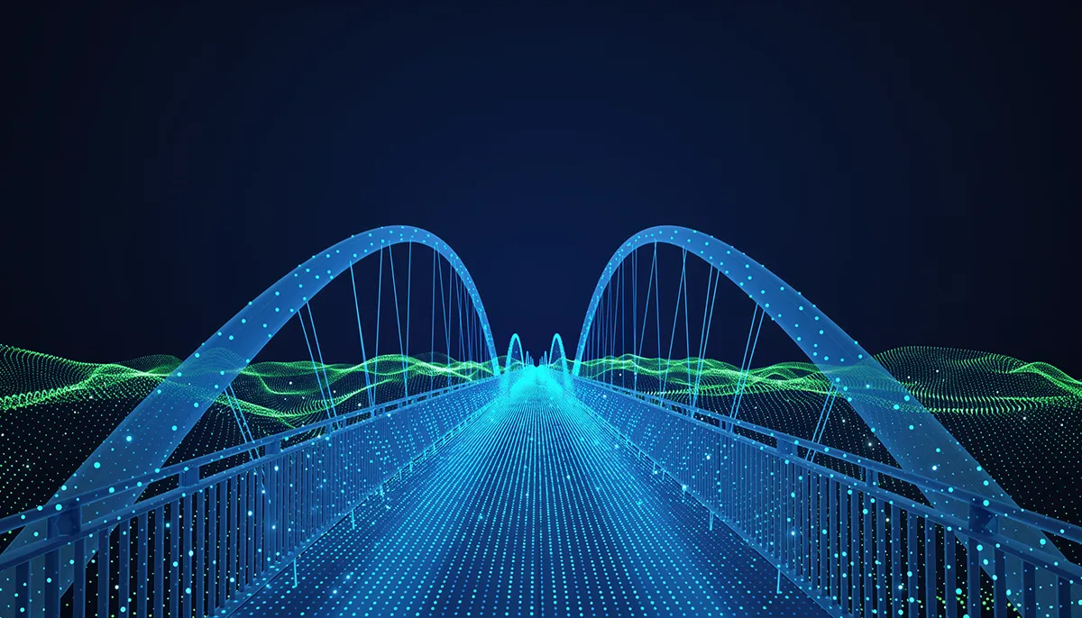 Abstraktes Bild einer Brücke, KI generiert.
